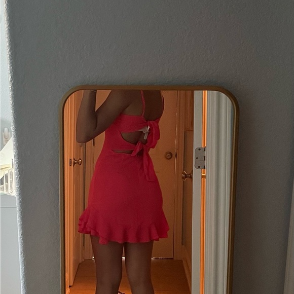 Lucy in the Sky Aubrey Ruffle Dress in Red Coral: size XS and S - Picture 6 of 7